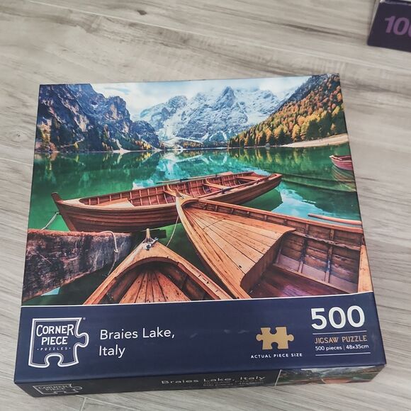 Corner Piece Other - Corner Piece Braies Lake Italy 500 Pc Puzzle Scenic Landscape Mountains Lake